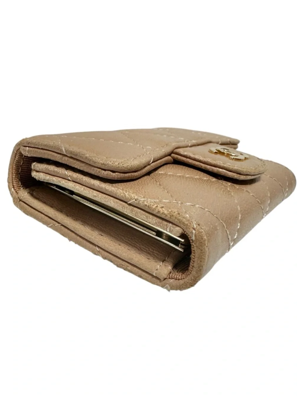 Chanel Tan Quilted Lambskin Leather Flap Card & Key Holder with Box & COA - Picture 11 of 14